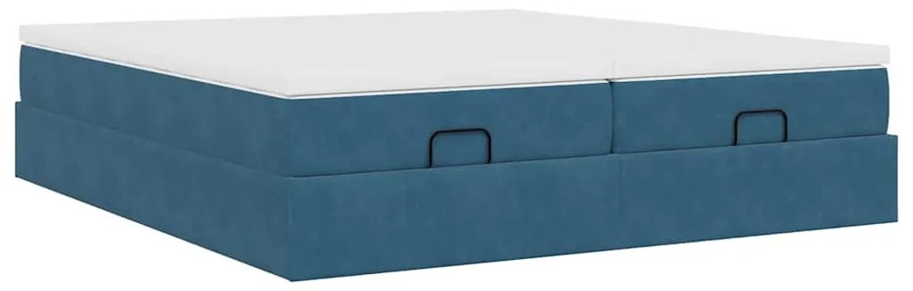 Estrutura cama otomana colchões 180x200 cm veludo azul escuro