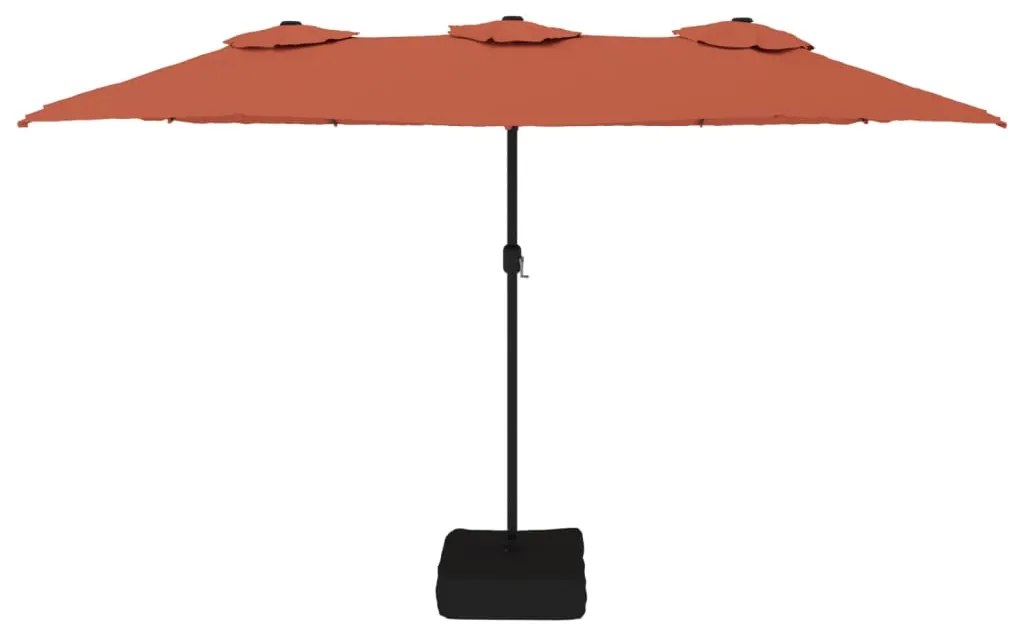 Guarda-sol Duplo com luzes LED 449x245 cm terracota