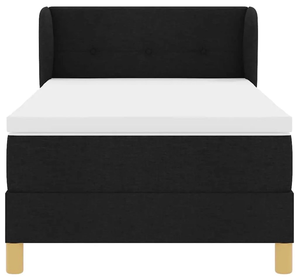 Cama Box Spring com Colchão - Preto, 90x190 cm, Tecido