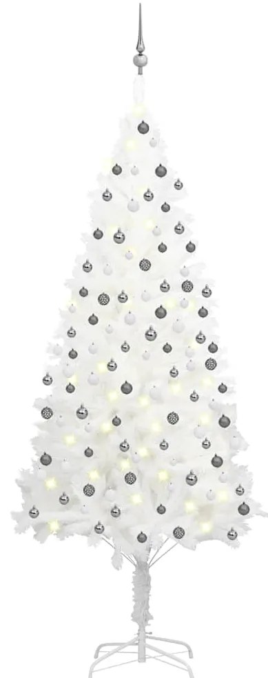 Árvore Natal artificial pré-iluminada c/ bolas 210 cm branco