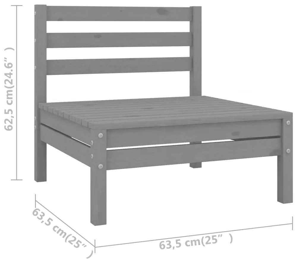 10 pcs conjunto lounge de jardim pinho maciço cinzento