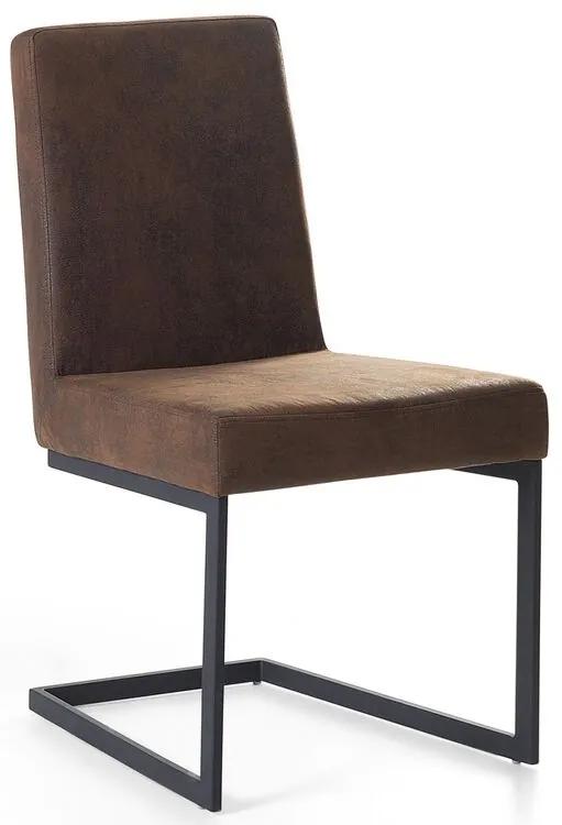 Cadeira em pele sintética castanha com pés de metal preto ARCTIC Beliani