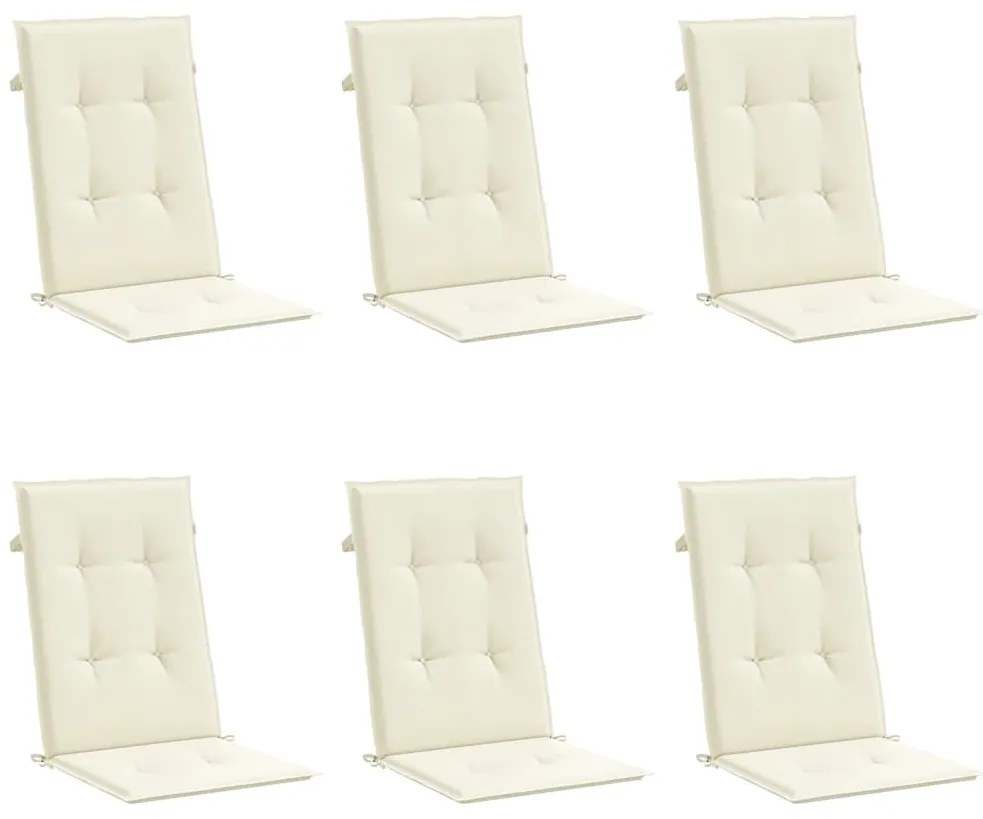 Almofadões para cadeiras altas de jardim 6 pcs tecido creme