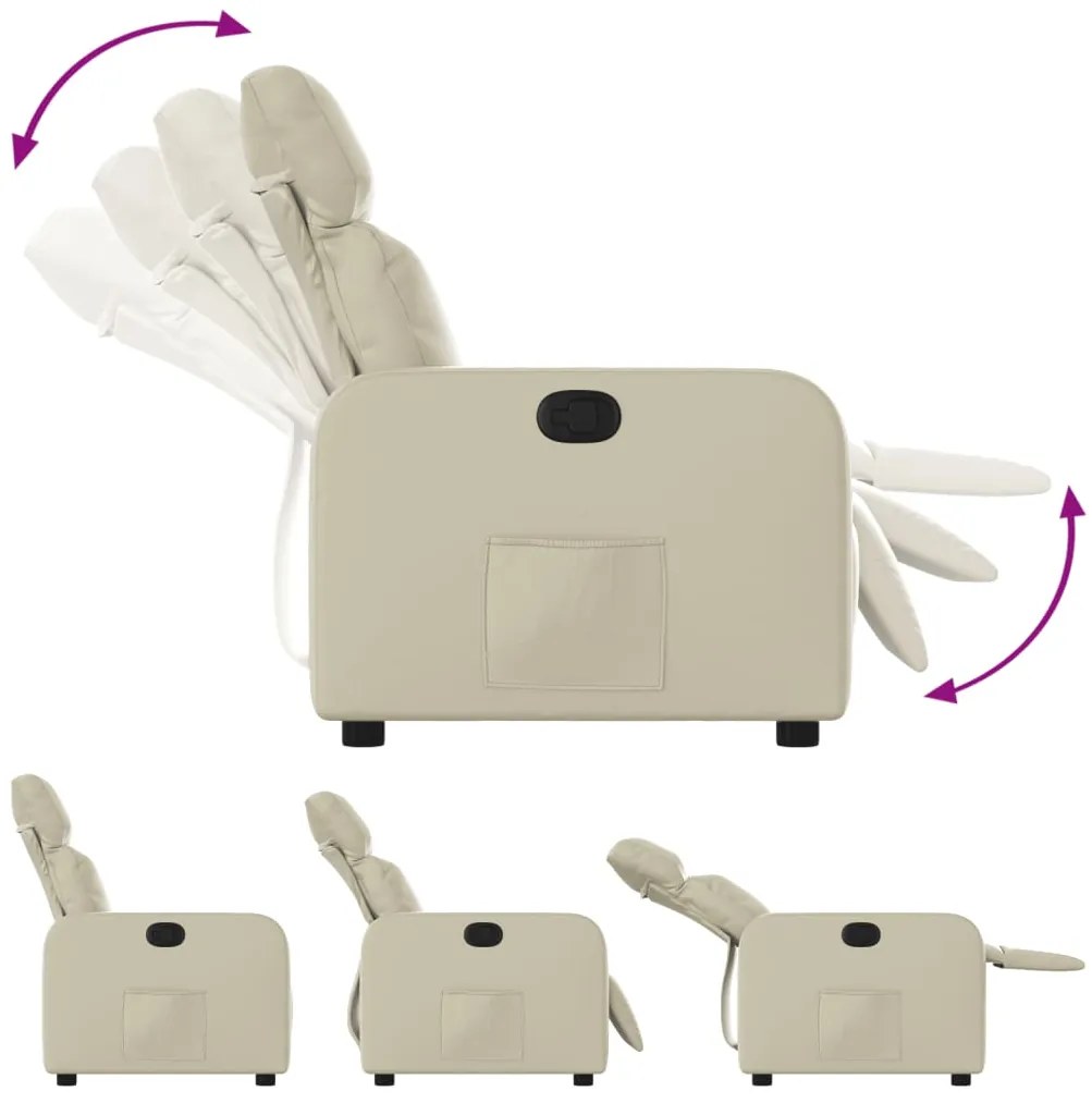Poltrona reclinável couro artificial cor creme