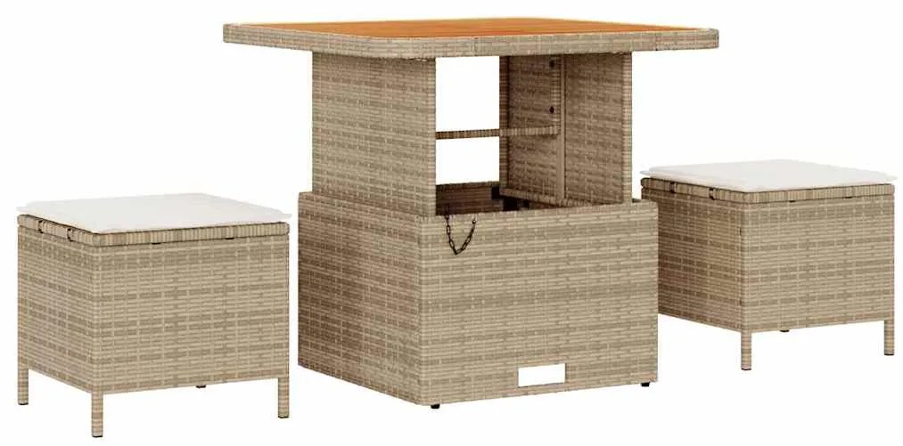 Conjunto de Sofá de Jardim com 11 Peças e Almofadas Bege em Polyrattan