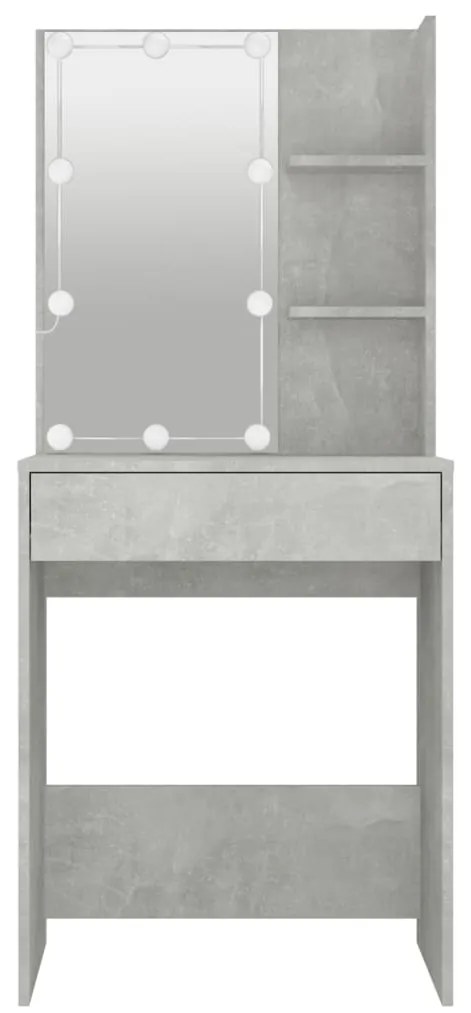 Toucador com LEDs 60x40x140 cm cinzento cimento