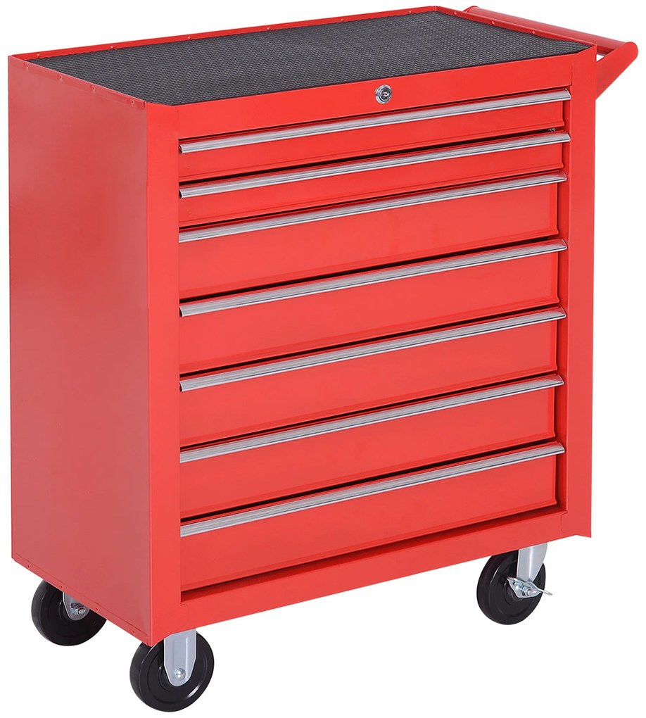 DURHAND Carro de Ferramentas com Rodas de Aço para oficina garagem 69x33x75cm Vermelho