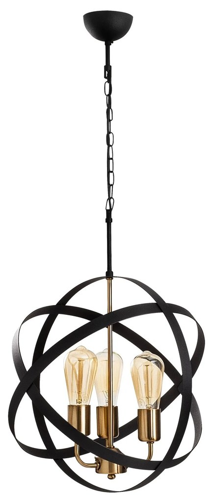 Chandelier Gezegen – Dourado/Preto – 40 cm x 90 cm