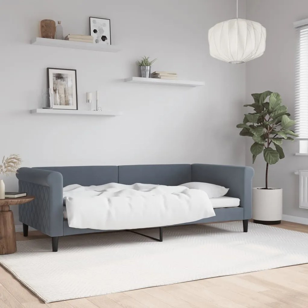 Sofá-cama 90x190 cm veludo cinzento-escuro