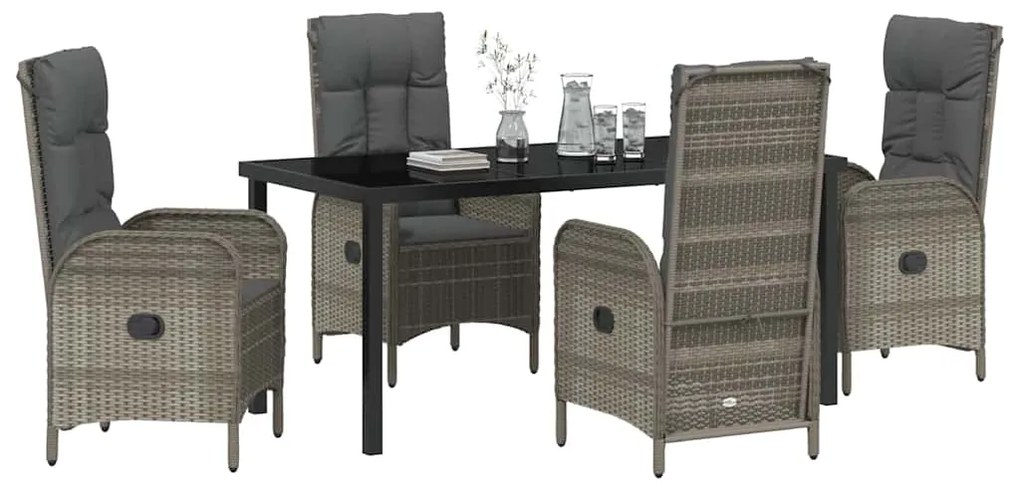 Conjunto de Jantar de Jardim com 5 Peças em Rattan Poliéster Cinza