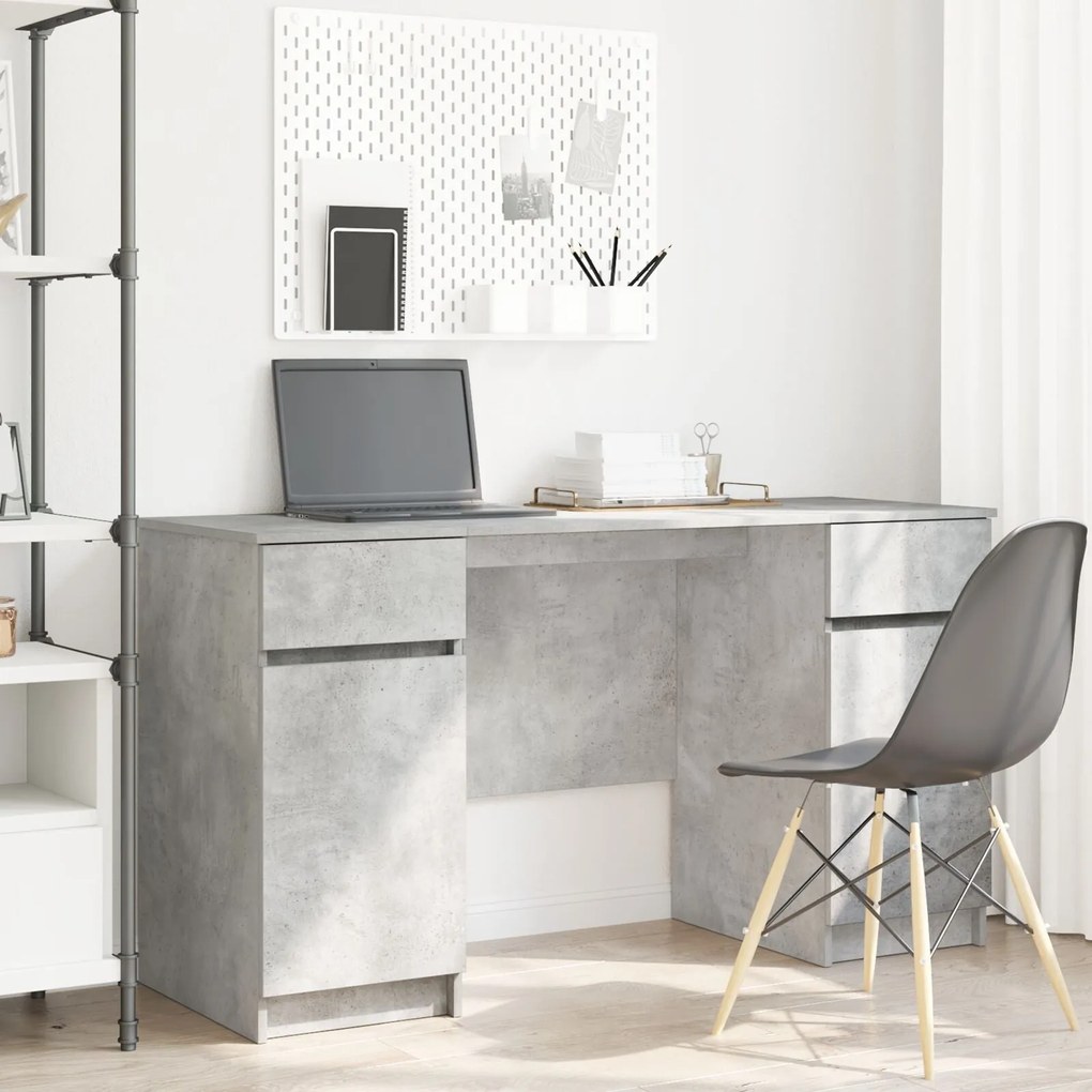 Escrivaninha vidaXL Cinza Concreto 140x49x76 cm Madeira Composta