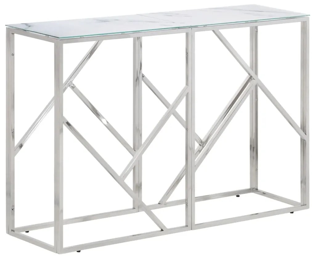 vidaXL Mesa consola aço inoxidável e vidro temperado prateado