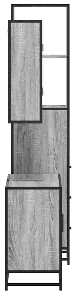 3 pcs Conjunto móveis casa de banho madeira proc. cinza sonoma