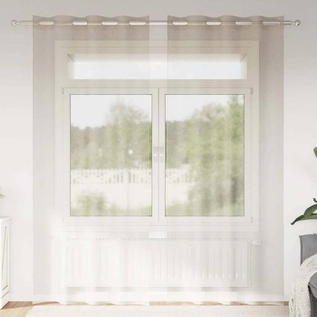 vidaXL Cortina de Voile 2 pcs Areia 260 x 140 cm Poliéster