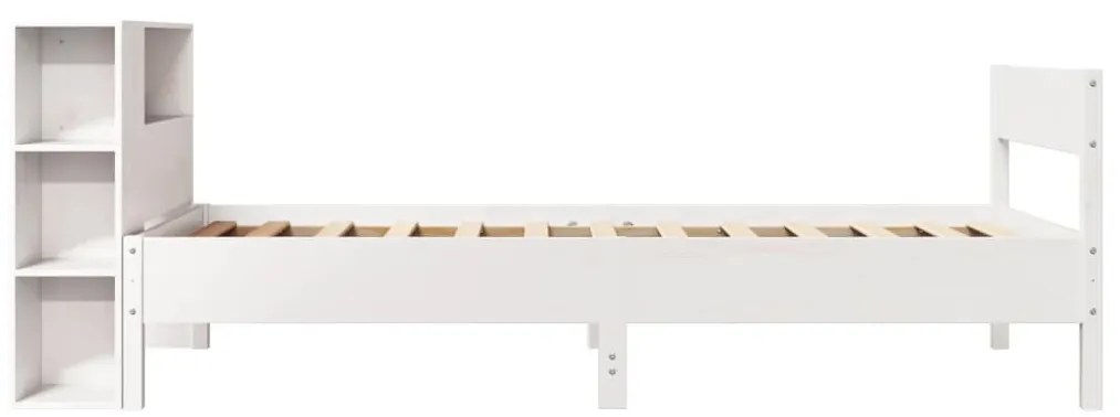 Cama com estante sem colchão 75x190 cm pinho maciço branco
