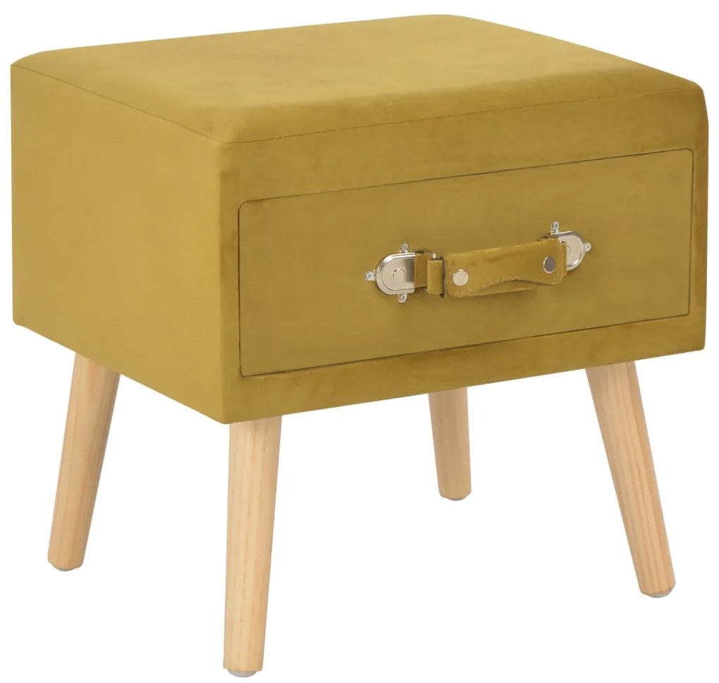 Mesa-de-cabeceira 40x35x40 cm veludo mostarda