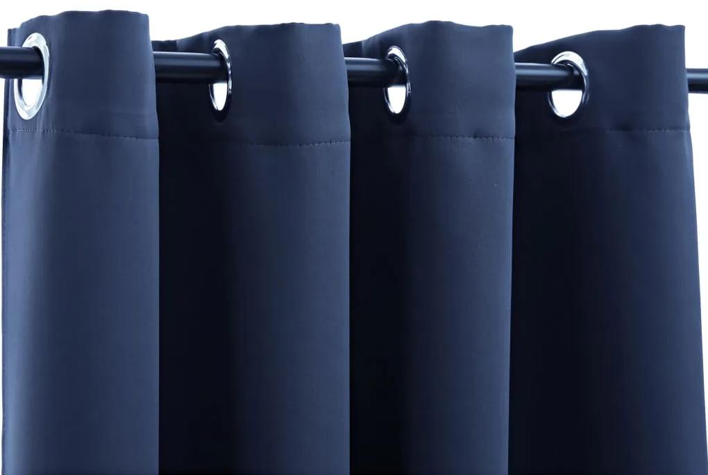 Cortina blackout com argolas em metal 290x245 cm azul