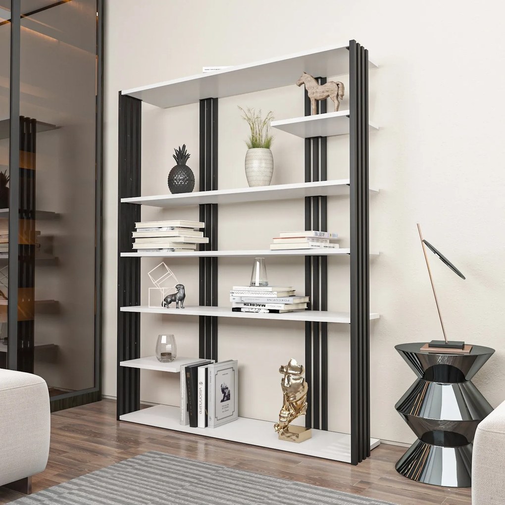 Estante Jenny – Branco/Preto – 120x160x29,6 cm
