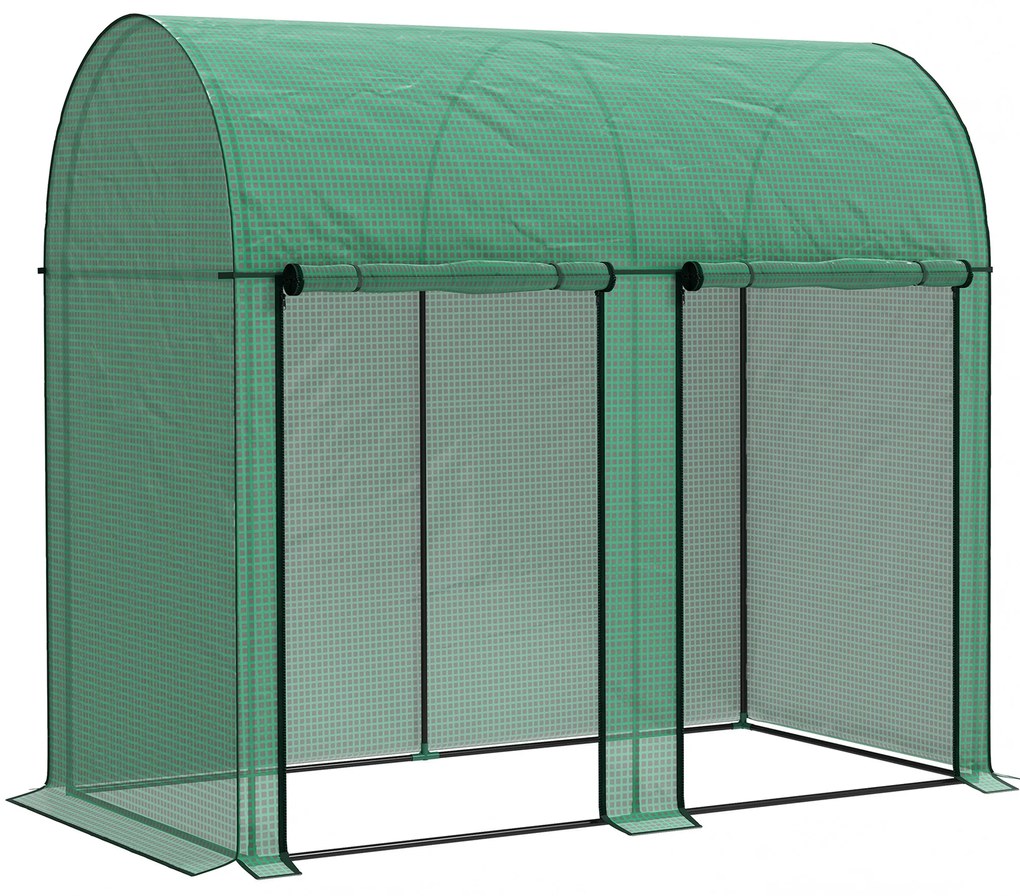 Outsunny Estufa de jardim 2 m² estufa de tomate 2 portas com zíper enroláveis aço PE de alta densidade anti-UV 2 x 1 x 1,78 m verde | Aosom Portugal