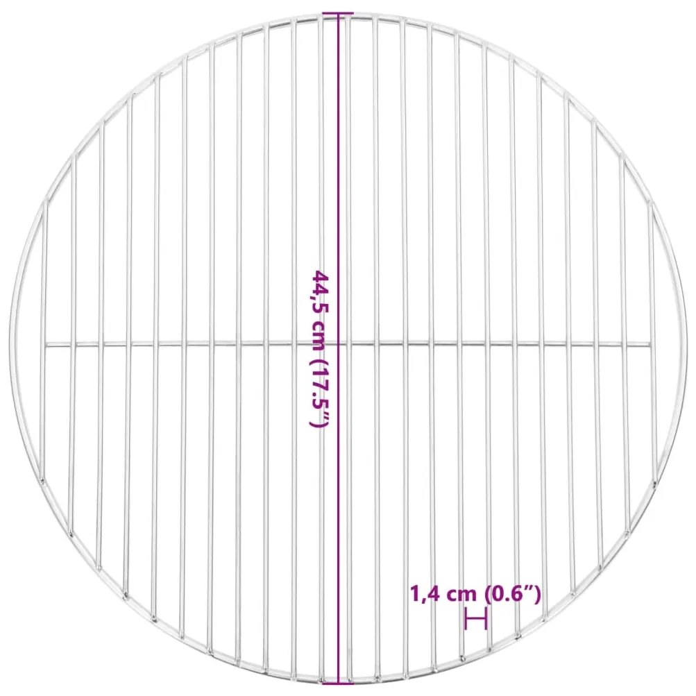 Grelha para churrasco redonda Ø44,5 cm aço inoxidável 304