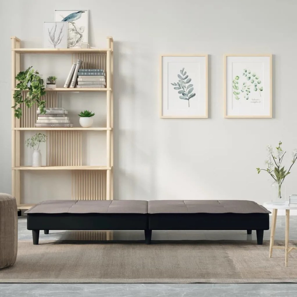 Sofá-cama tecido cinzento-acastanhado