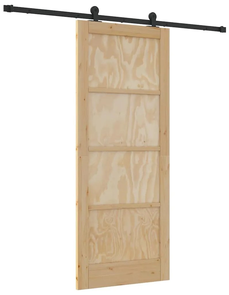 Porta de Correr com Conjunto de Ferragens 83x202 cm Madeira Maciça de
