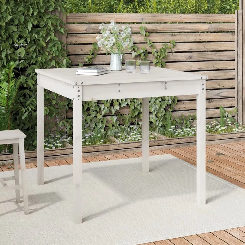 823963 vidaXL Mesa de jardim 82,5x82,5x76 cm madeira de pinho maciça branco