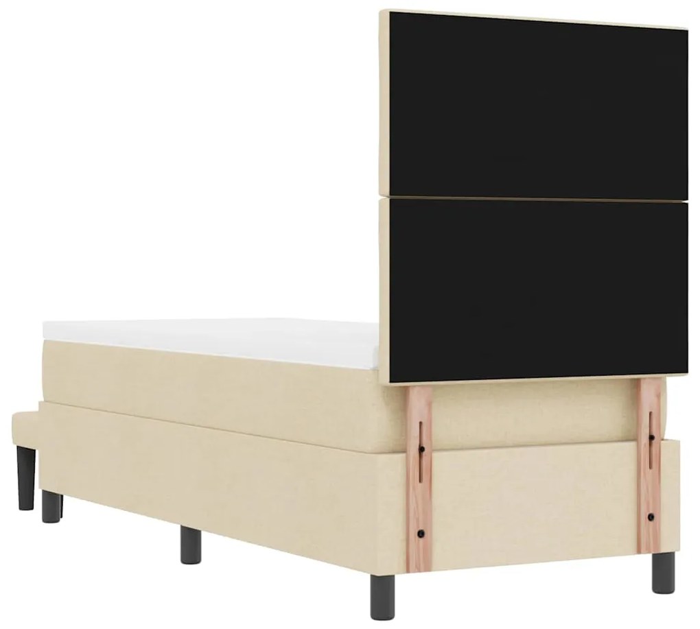 Cama Box Spring com Colchão e Banco Creme 80x200 cm Tecido