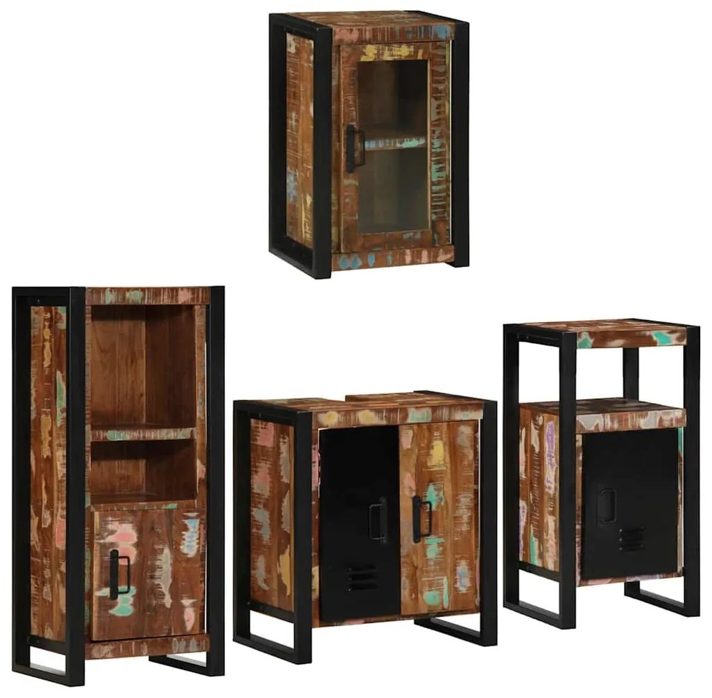 vidaXL Conjunto de Móveis para Banheiro com prateleira com porta 4 pcs