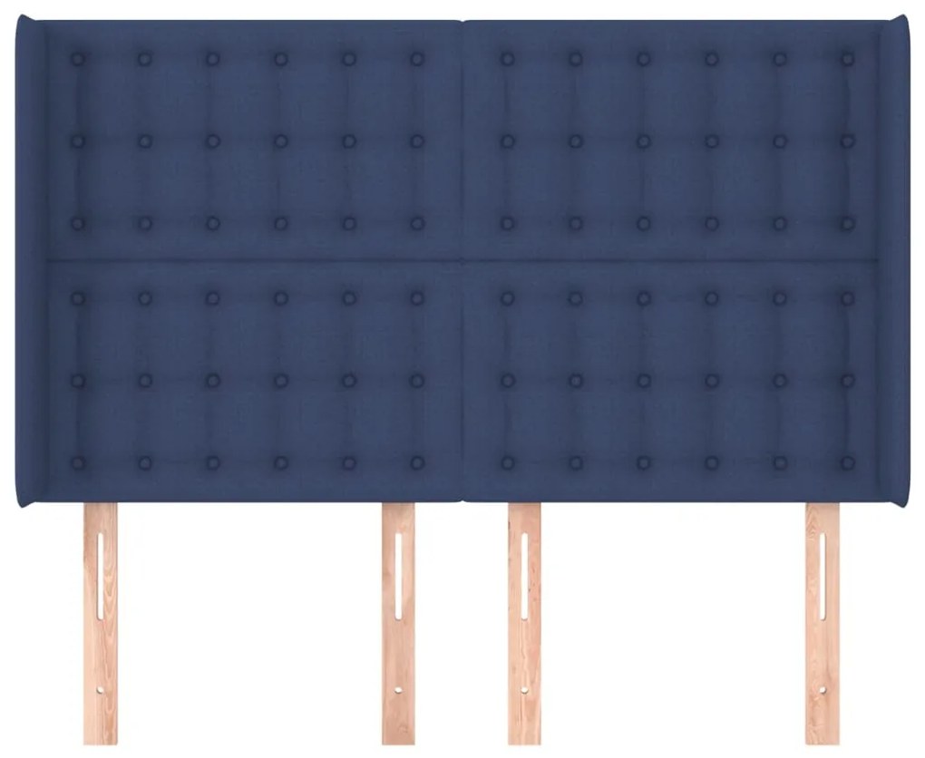 Cabeceira de cama c/ abas tecido 147x16x118/128 cm azul