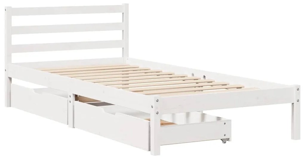 Cama sem colchão 90x190 cm madeira de pinho maciça branco