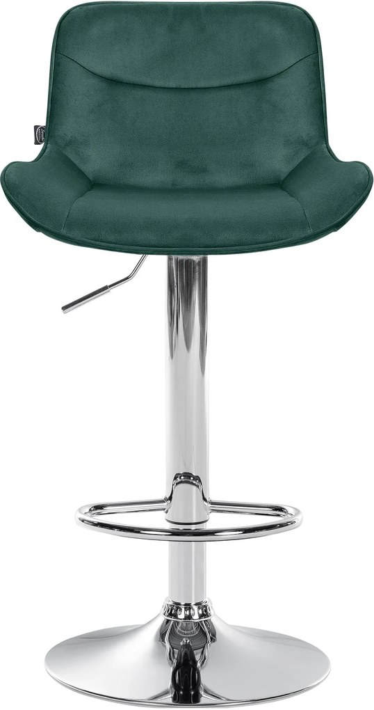 Banco alto em veludo com estrutura prateada 85-106 x 49 x 51 cm verde