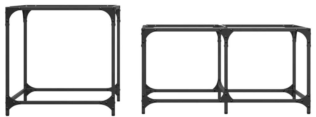 Mesas de centro encastrar 2 pcs c/ tampo vidro transparente aço