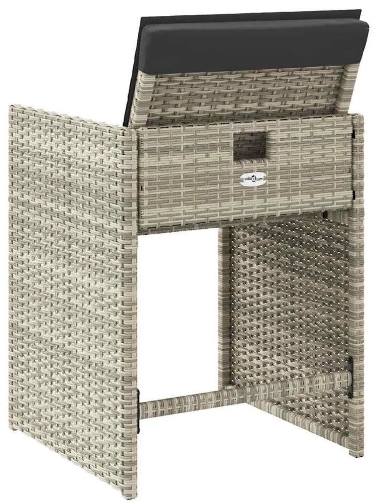 Cadeiras de jardim com almofadões 4 pcs vime PE cinzento-claro