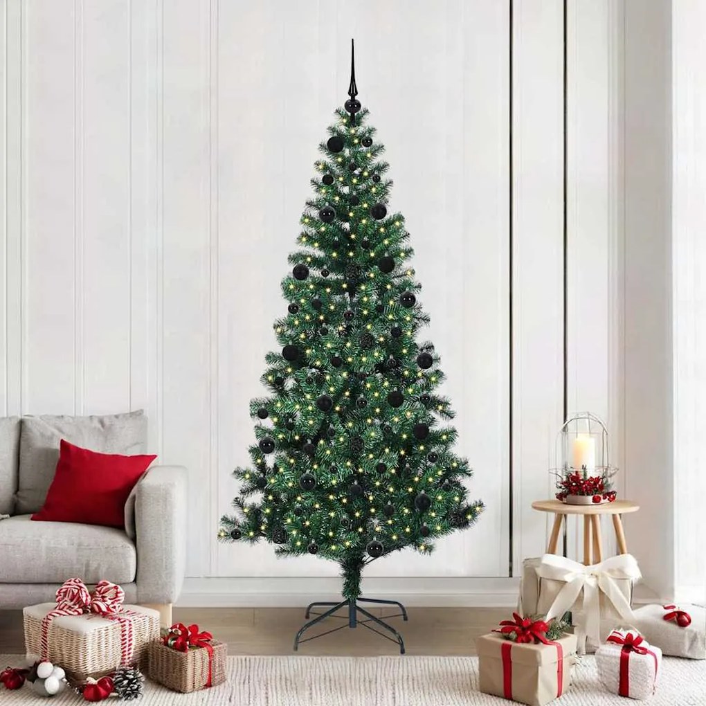vidaXL Árvore de Natal Artificial Pré-iluminada Verde 210 cm