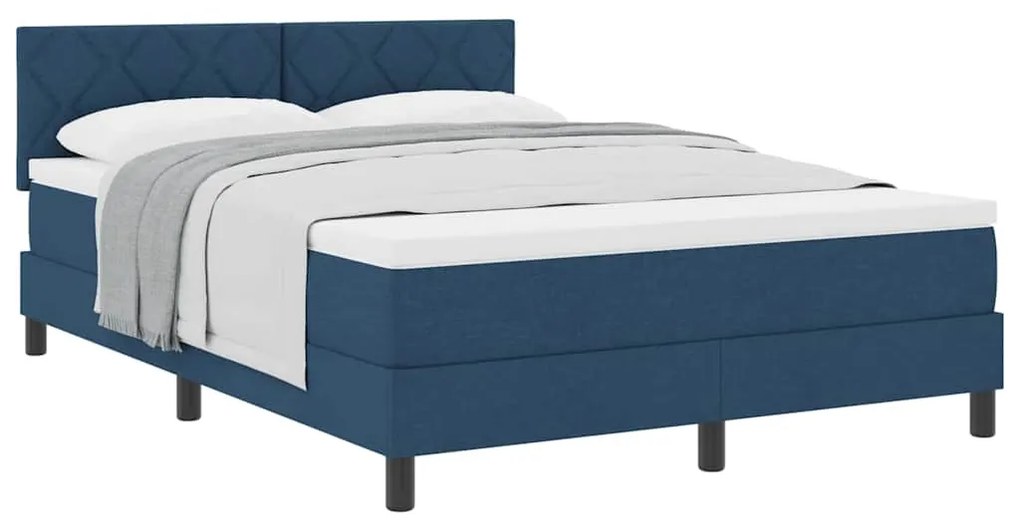 Cama Box Spring com Colchão Azul 140x190 cm Tecido