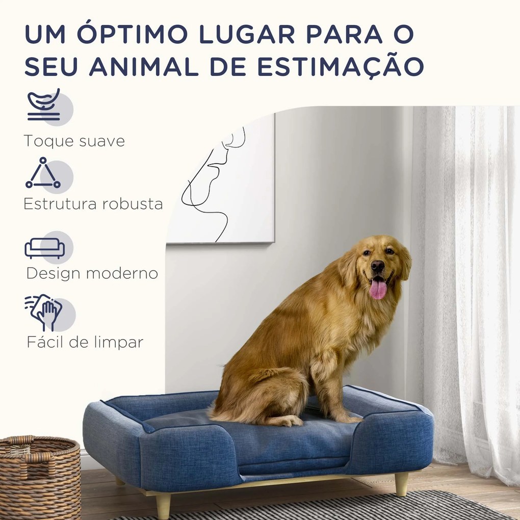 PawHut Sofá para Cães Grandes Cama Elevada para Cães com Pés de Madeir