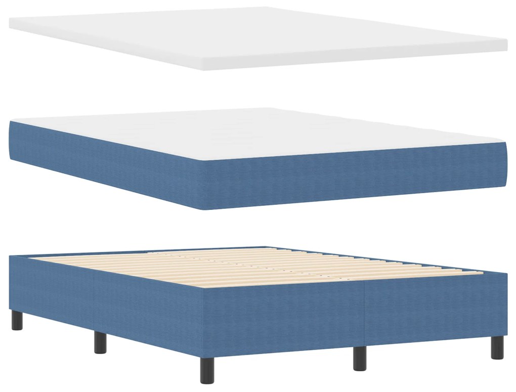 Cama Box com Colchão Azul 140x200 cm Tecido de Veludo
