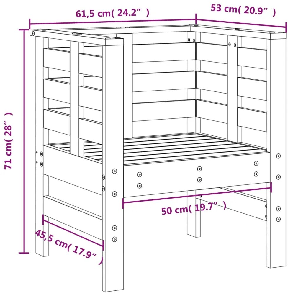 Cadeiras de jardim 2 pcs 61,5x53x71 cm pinho maciço branco