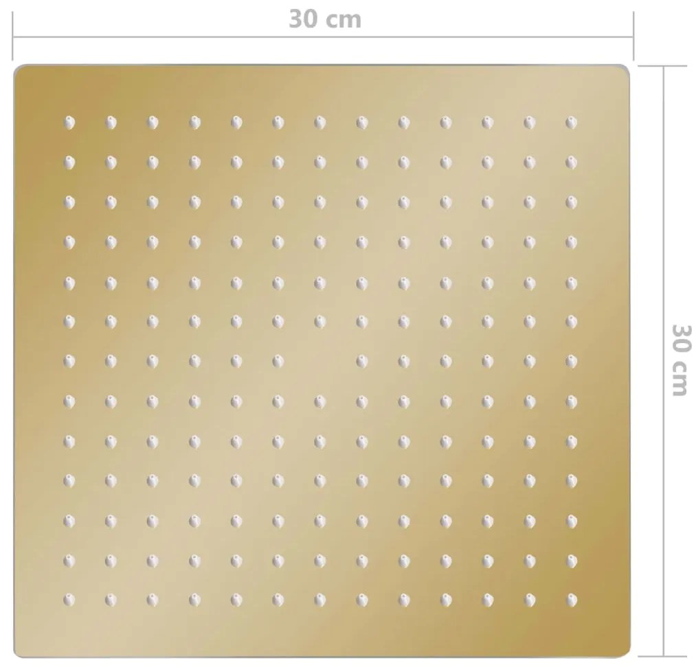 Cabeça de chuveiro quadrada 30x30 cm aço inoxidável dourado