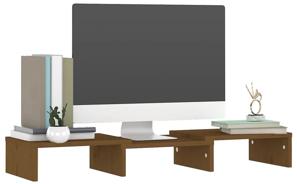Suporte para monitor 60x24x10,5 cm pinho maciço castanho mel