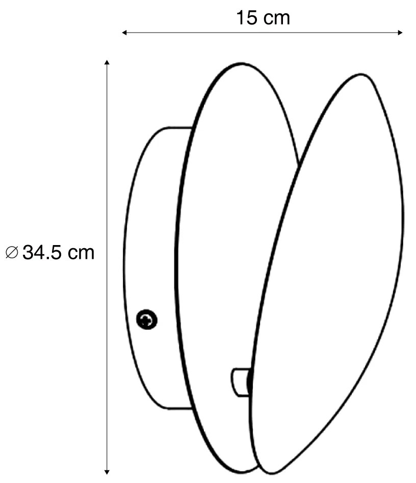 Candeeiro de parede moderno preto com dourado 34,5cm 2-luzes - Sunrise Moderno