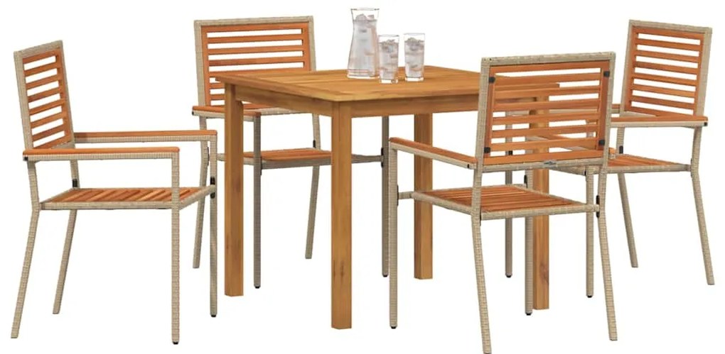 Conjunto de Jantar para Jardim 5 pcs Bege 85 x 85 x 74 cm