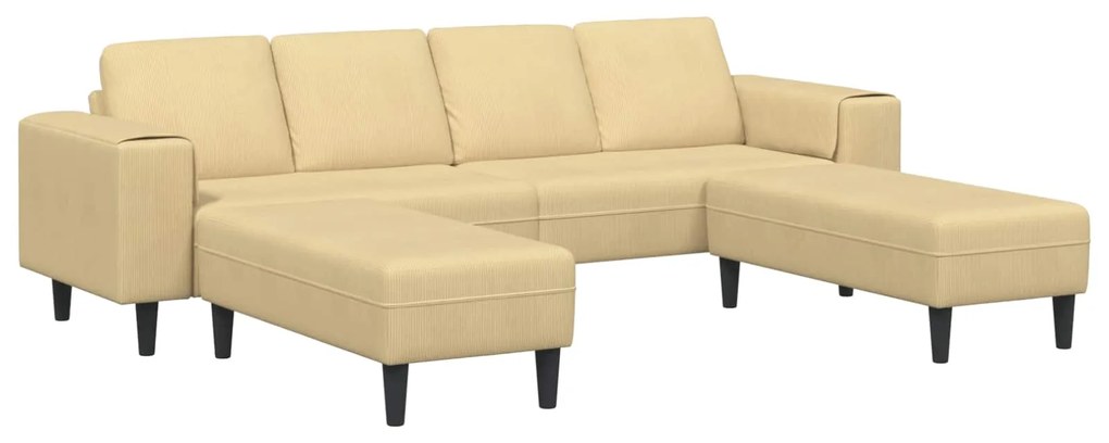 vidaXL Sofá Cinza Verde 250 x 188 x 76 cm Tecido de Veludo Cotele