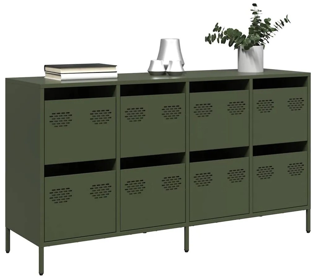 Aparador 135x39x73,5 cm aço laminado a frio verde-azeitona