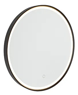 Espelho de banheiro preto 50cm LED dimmer de toque - MIRAL Moderno