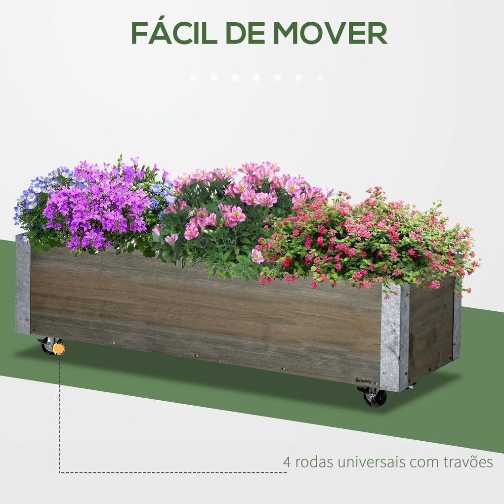 Floreira Exterior Grande com Rodas Floreira de Madeira com Tecido não