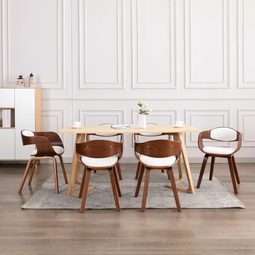 vidaXL Cadeiras de jantar 6 pcs madeira curvada e couro artificial