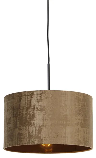 Candeeiro de suspensão moderno preto com cúpula castanha 35 cm - Combi Moderno