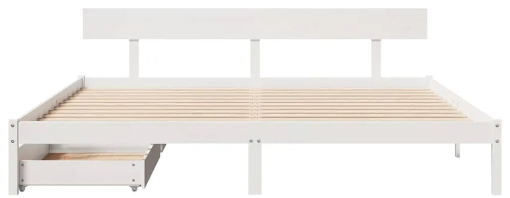 Cama sem colchão 180x200 cm madeira de pinho maciça branco